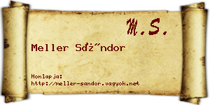 Meller Sándor névjegykártya